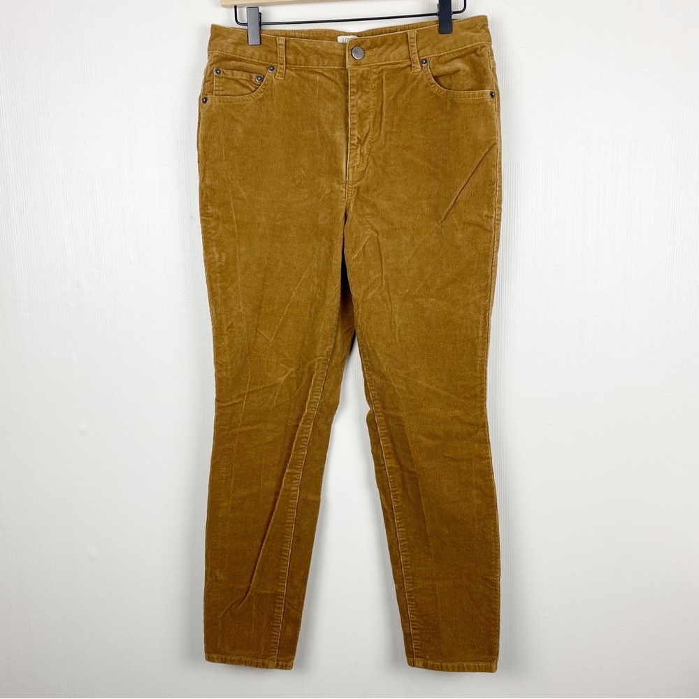 Lori Goldstein LOGO Pants Womens 10 Brown Tan Corduroy‎ Skinny Stretch 30X28